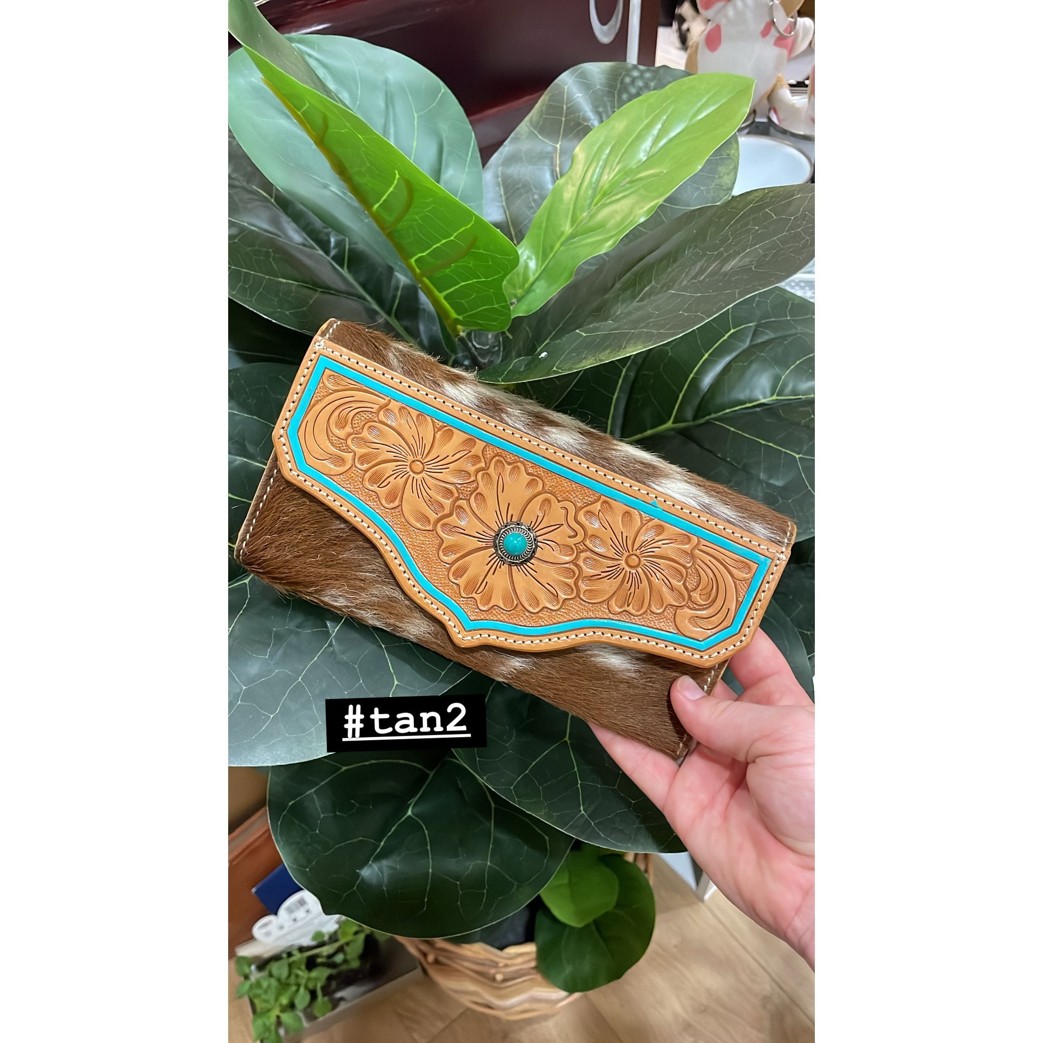 Hand Painted Tooling Leather Trifold Wallet – AW30