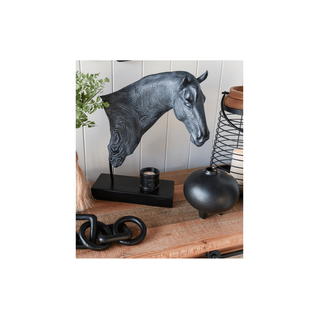 Black Beauty Horse Bust Statue Decor