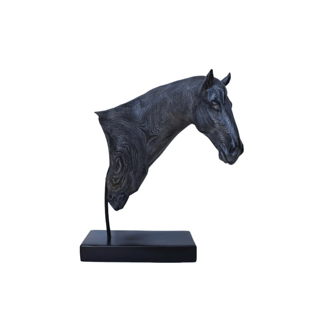 Black Beauty Horse Bust Statue Decor