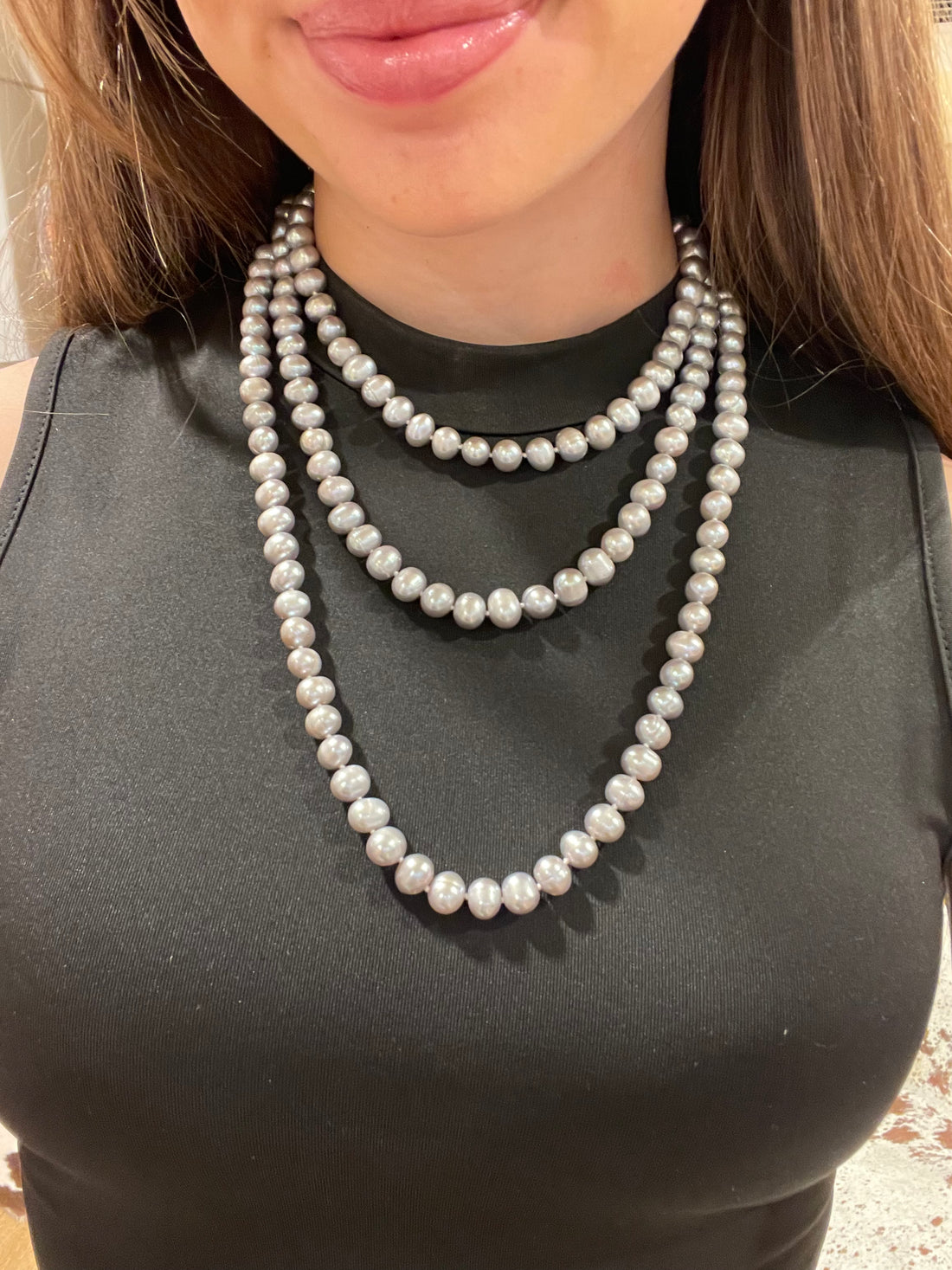 Grey Freshwater String of Pearls 