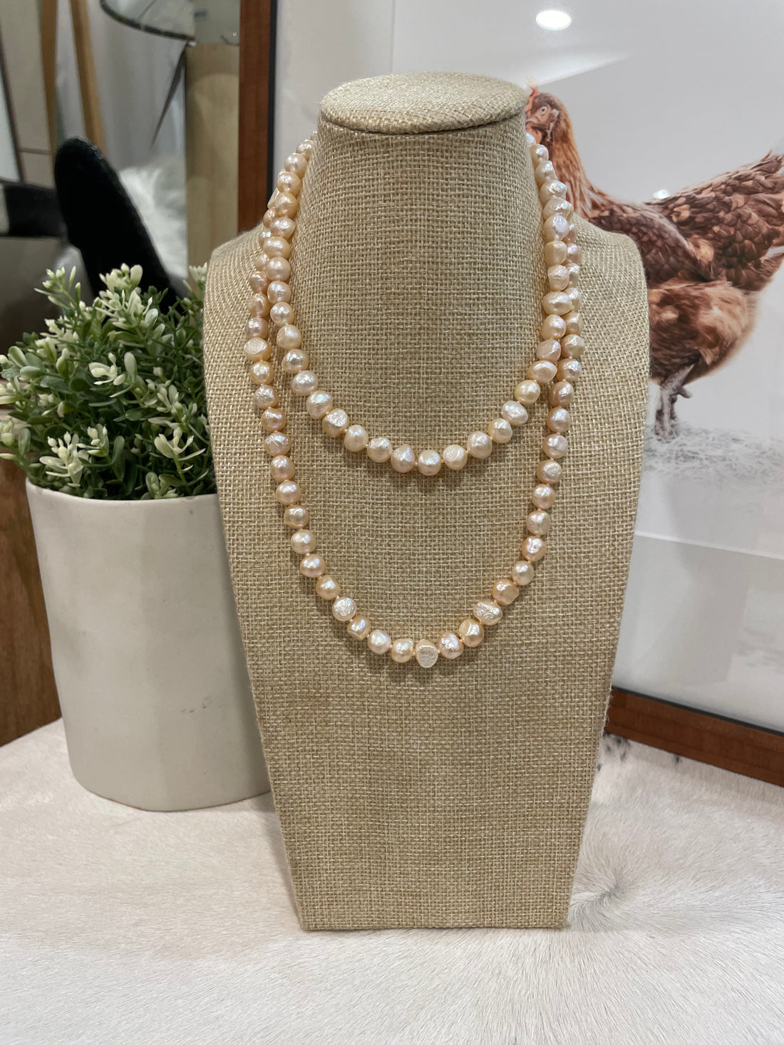 Pink Nugget Pearl Necklace 