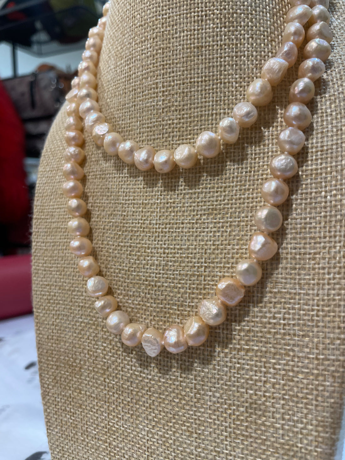 Pink Nugget Pearl Necklace 