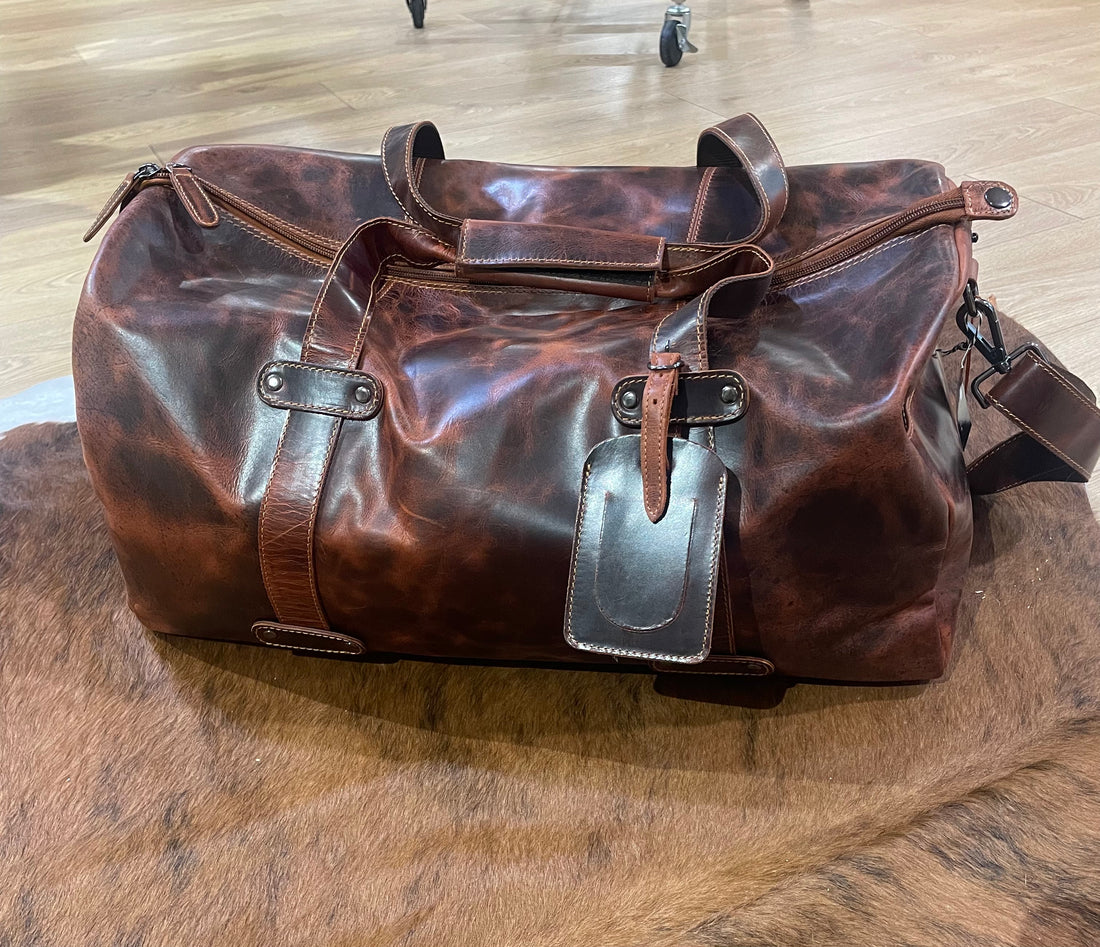 Leather Overnight Duffle Bag 