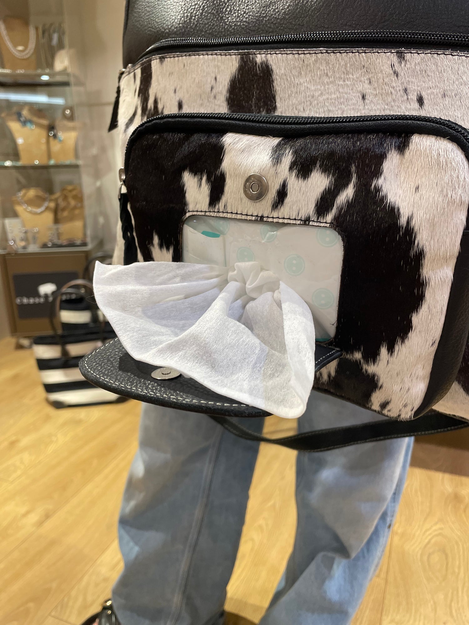 Cowhide and tooling leather nappy / Large Bag 