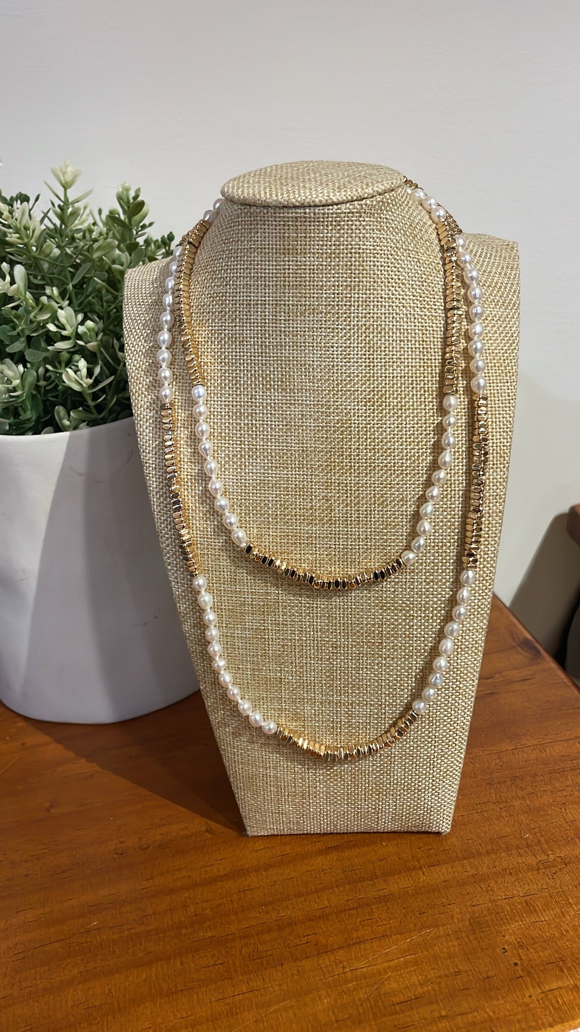 Hematite and Pearl Necklace 