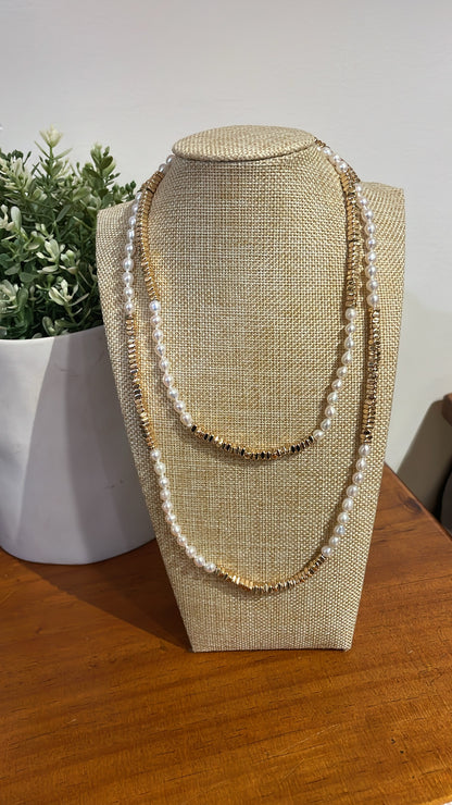 Hematite and Pearl Necklace 