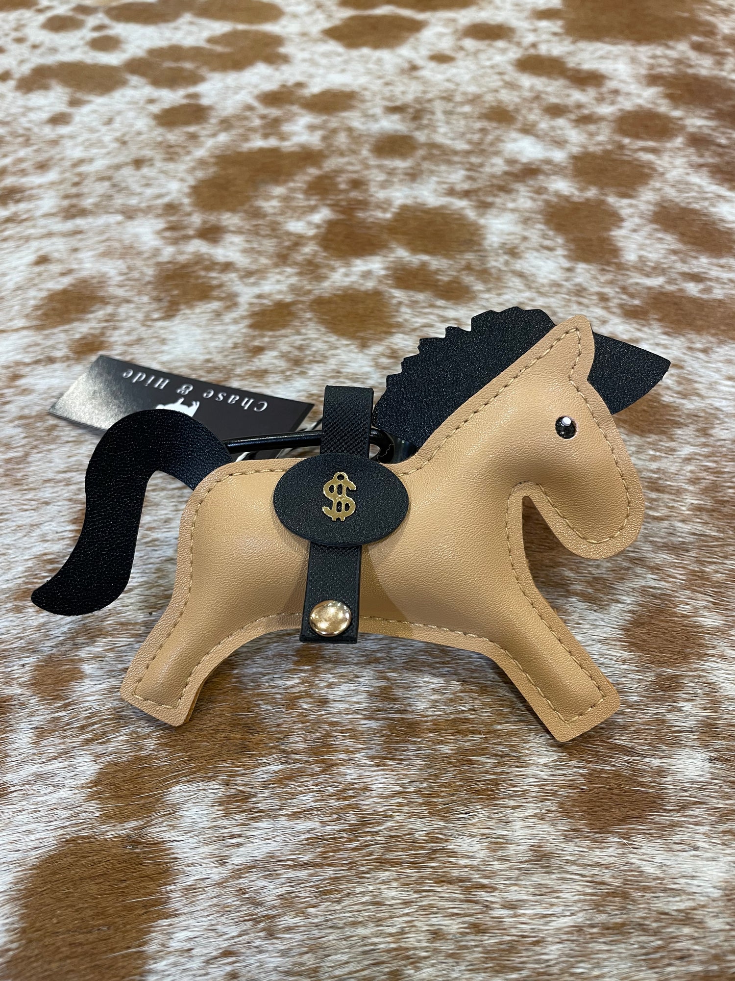 Leather Pony Pendant Keychain 