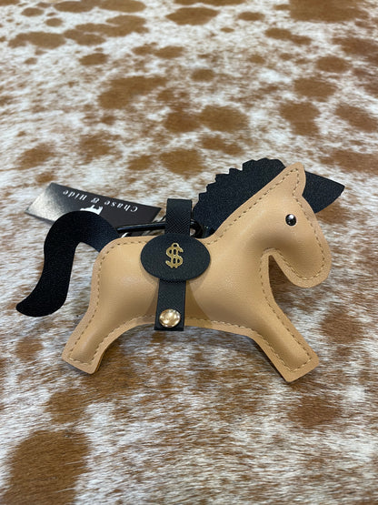 Leather Pony Pendant Keychain 