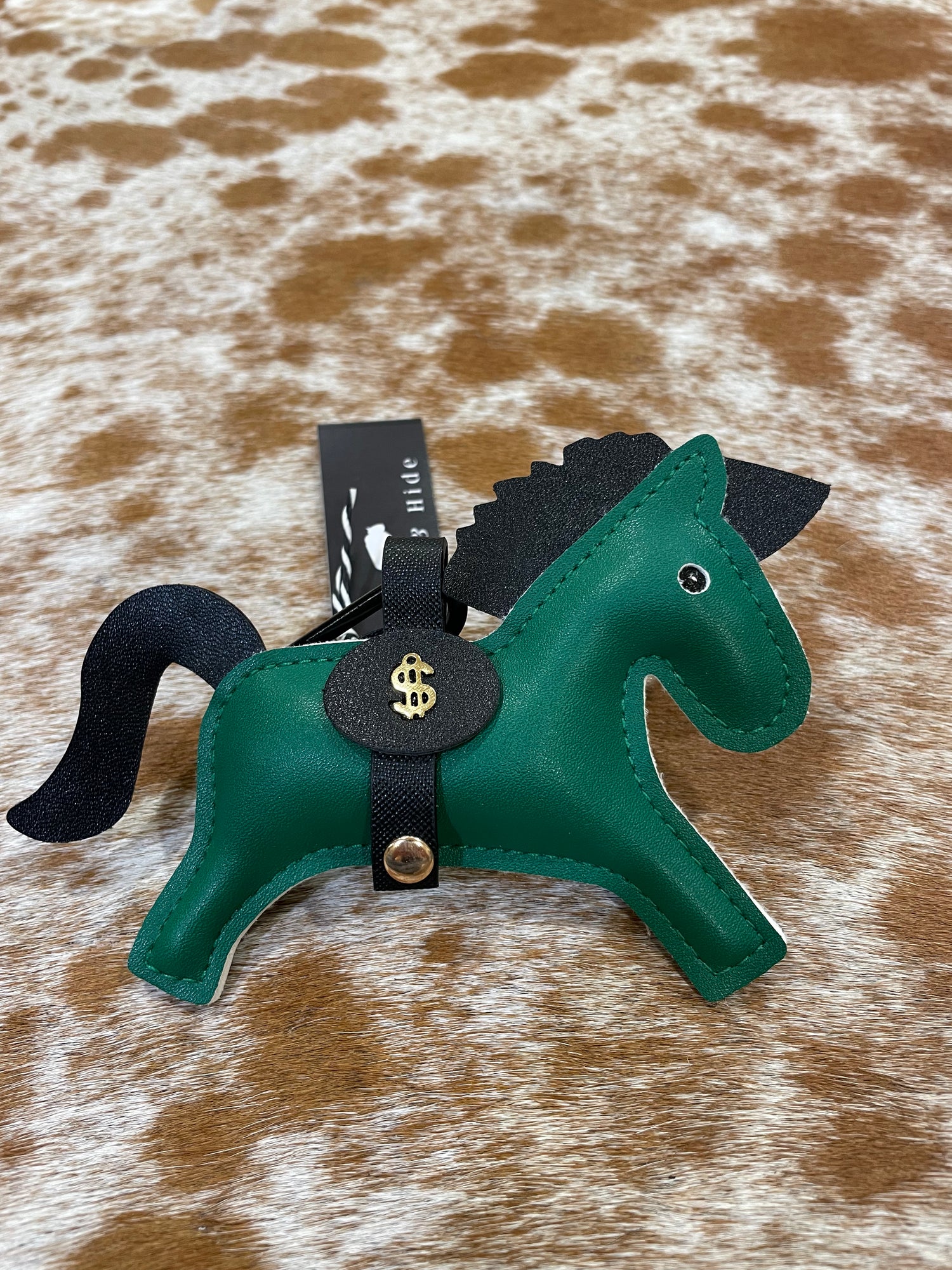 Leather Pony Pendant Keychain 