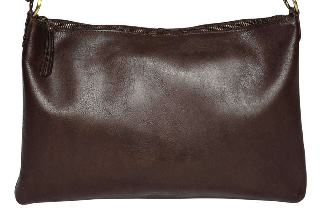 Ladies brown leather shoulder bag