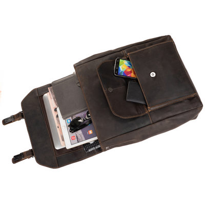 LEATHER BACKPACK AUSTIN - BROWN 