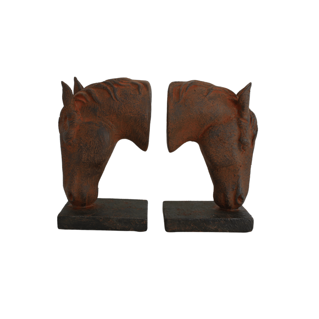 Rusted Horse Head Book Ends 