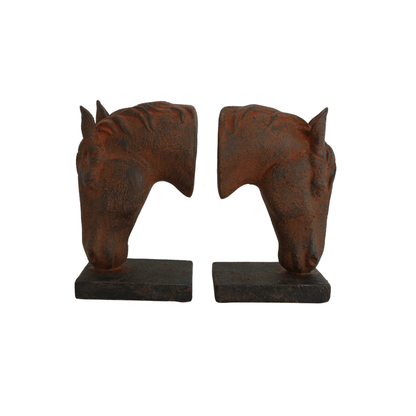 Rusted Horse Head Book Ends 