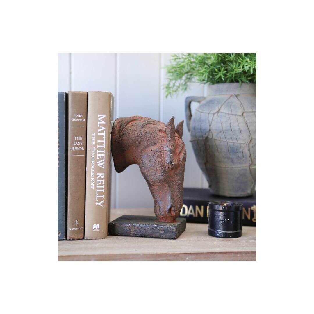 Rusted Horse Head Book Ends