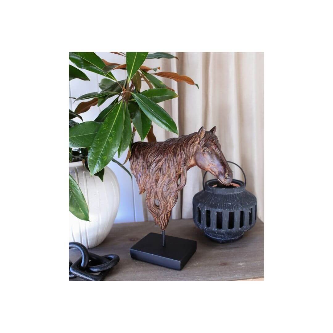Flowing Mane Horse Bust Table Decor 