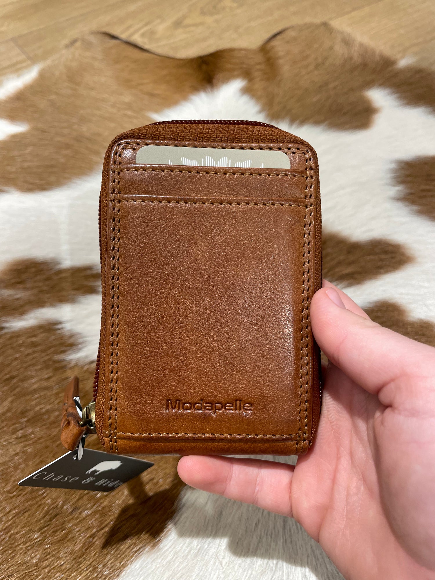 Leather Zip Around Card Wallet 