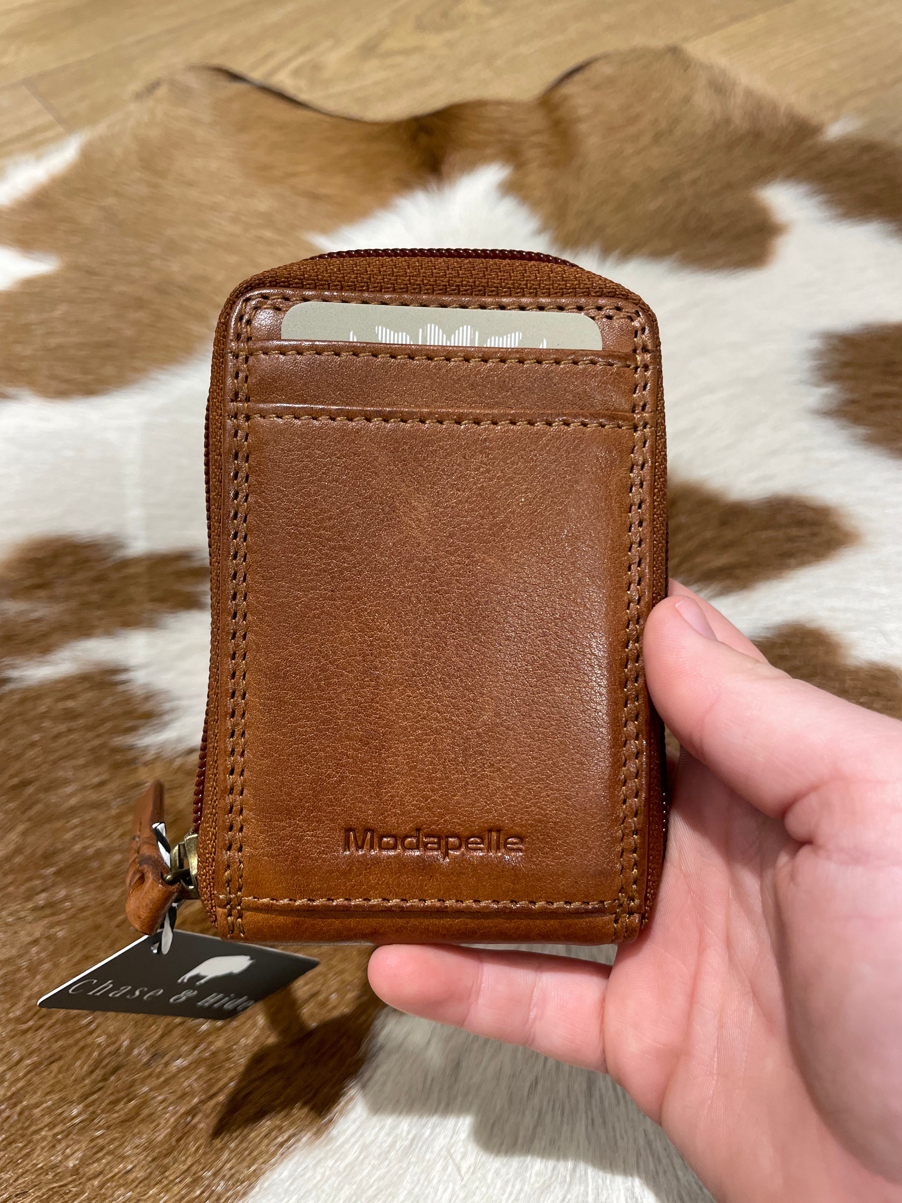 Leather Zip Around Card Wallet 