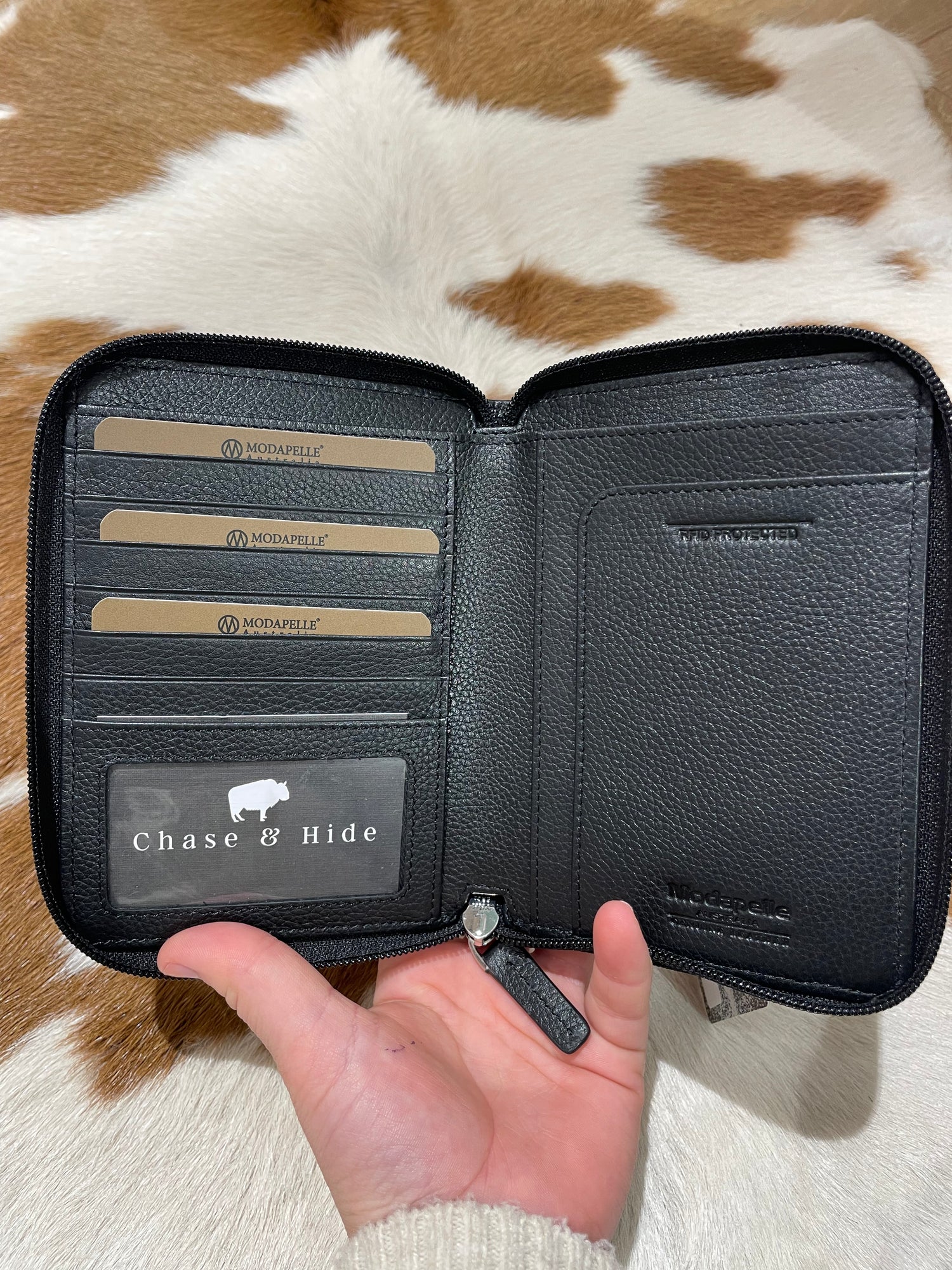 Leather Zip Passport Wallet 