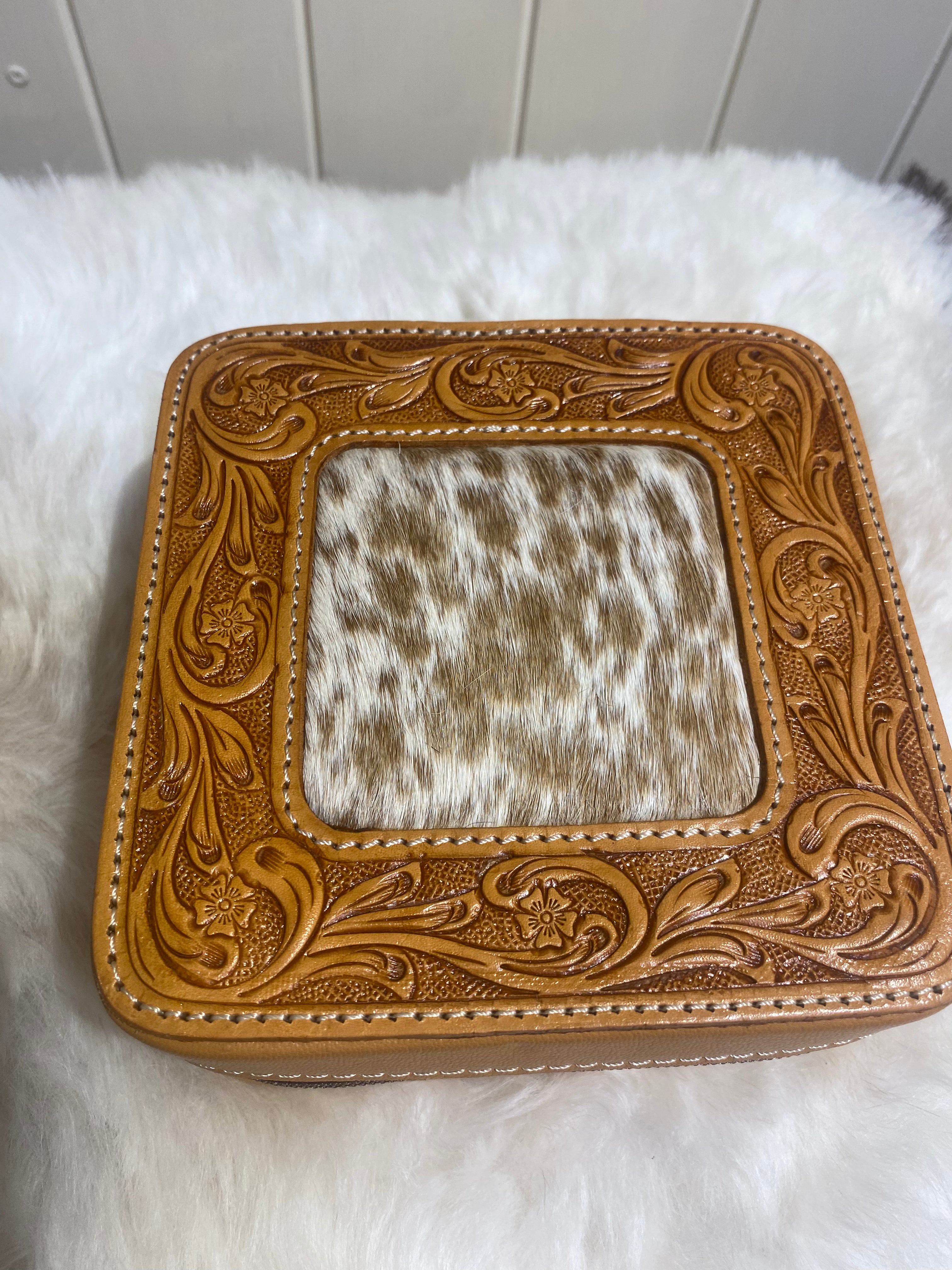 Tooled and Hide Jewellery Box 
