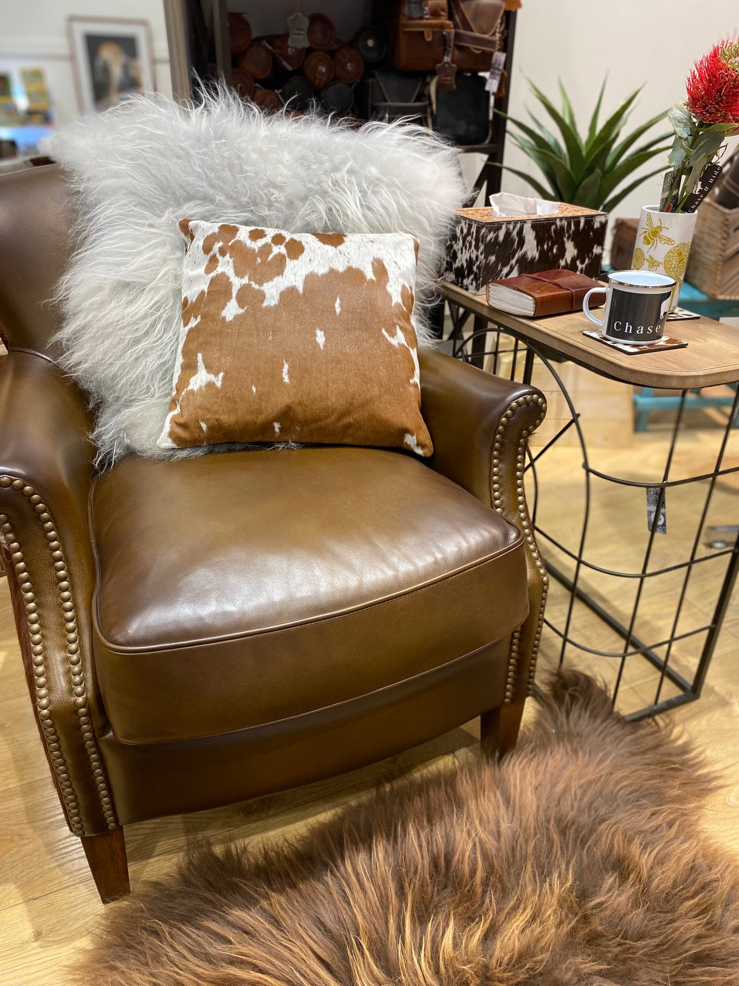Cowhide Leather Arm Chair