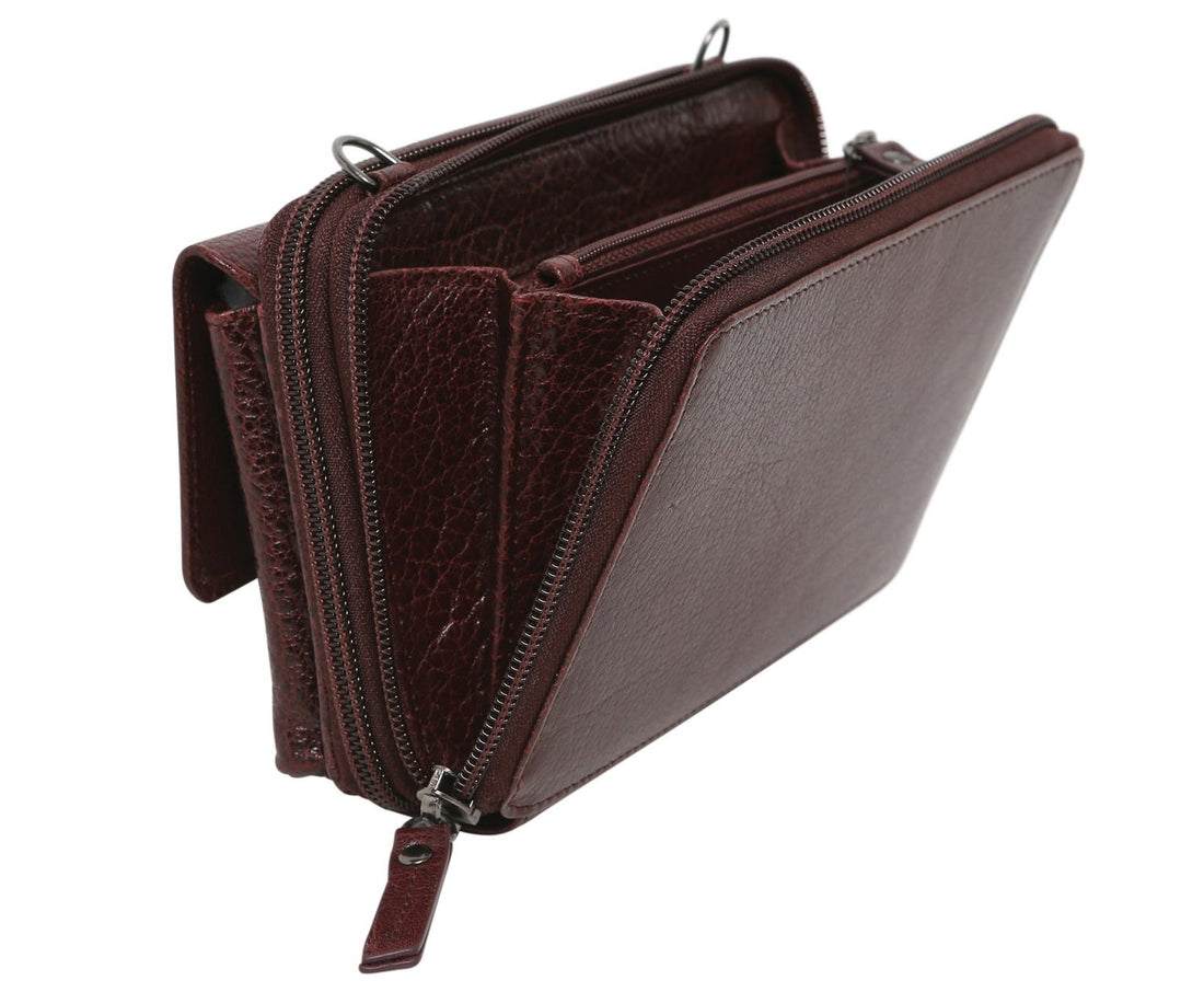 Burgundy Leather Cross Body/Wallet Bag 