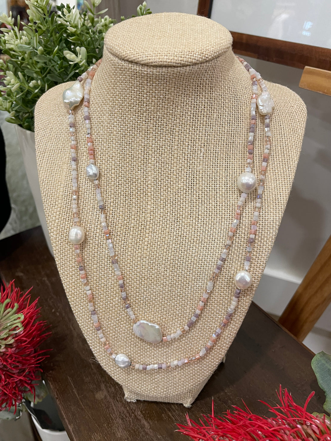Freshwater Pearl and Faceted Crystal Necklace