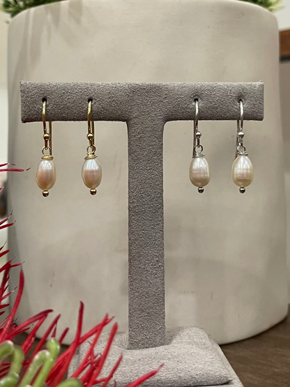 Freshwater Rice Pearl Drop Earrings  