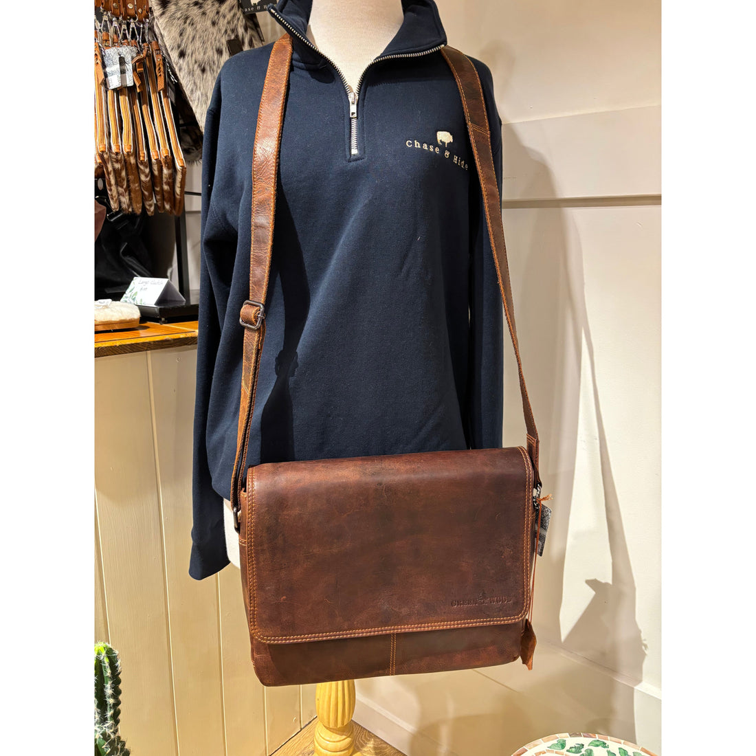 Leather Laptop Shoulder Bag -