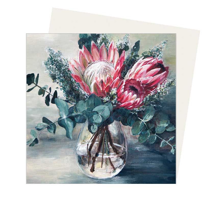 ‘King of the Vase’ King Proteas – Greeting Card