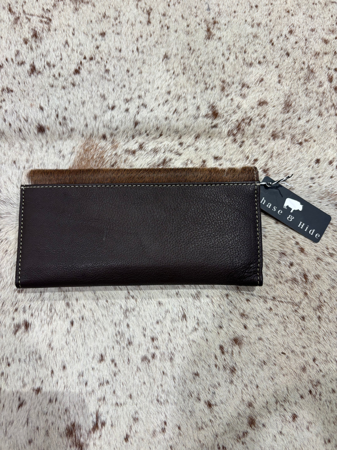 Tooled and Cowhide Leather Wallet 