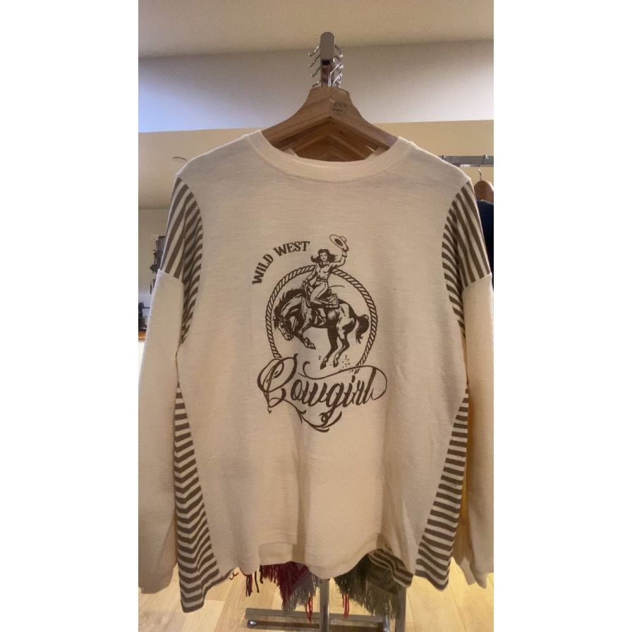 Lemon Western Print Colorblocked Long Sleeve Cotton Blouse