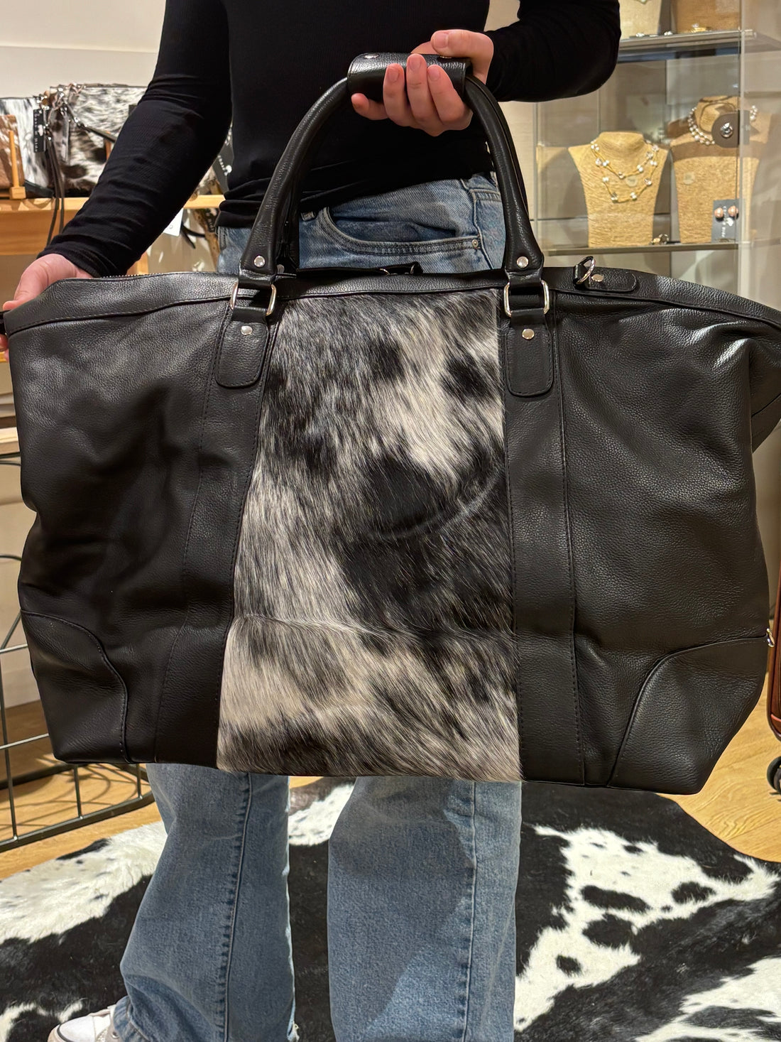 Leather &amp; Cowhide Travel Bag - 12780