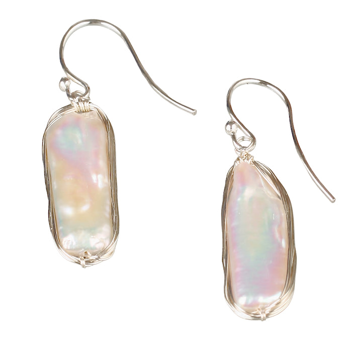 Baroque Freshwater Earrings Silver