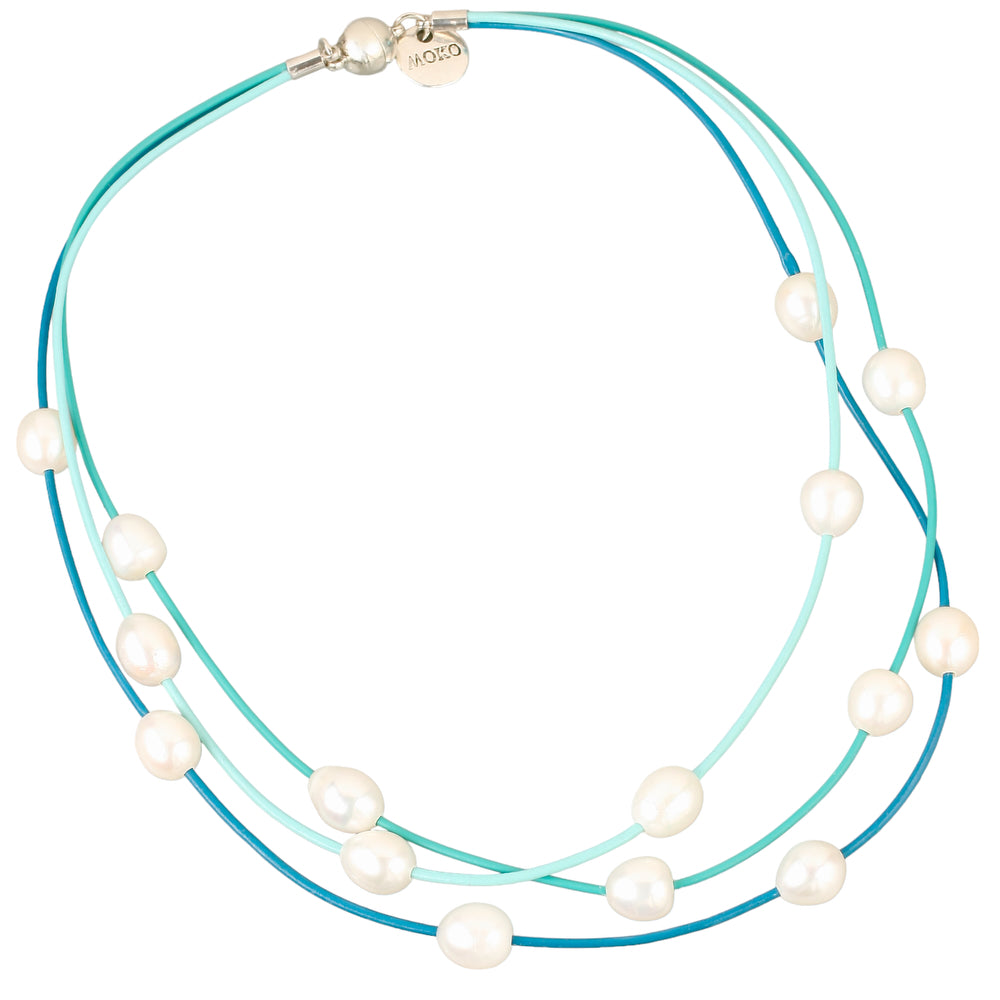 Blue Layered Pearl Necklace