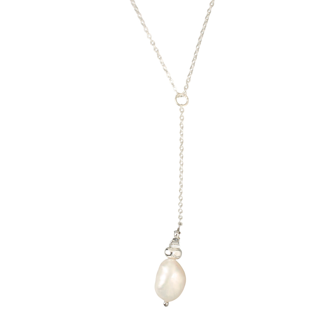 Pearl Drop Necklace Silver