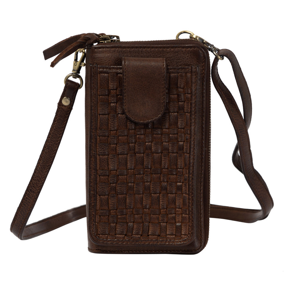 Woven Washed Leather Phone Wallet Bag – Ardee (W-10)