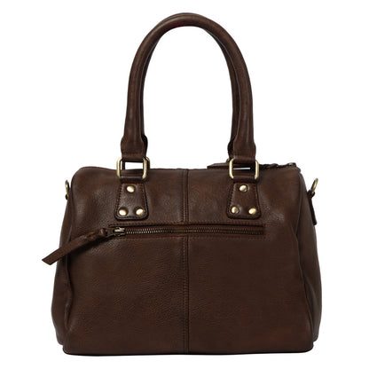 Woven Washed Leather Boston Bag with Studs – Glasson (W-08)