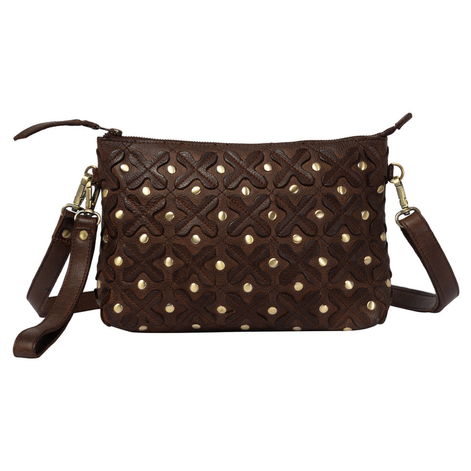 Woven Washed Leather Sling with Studs – Trim (W-09)