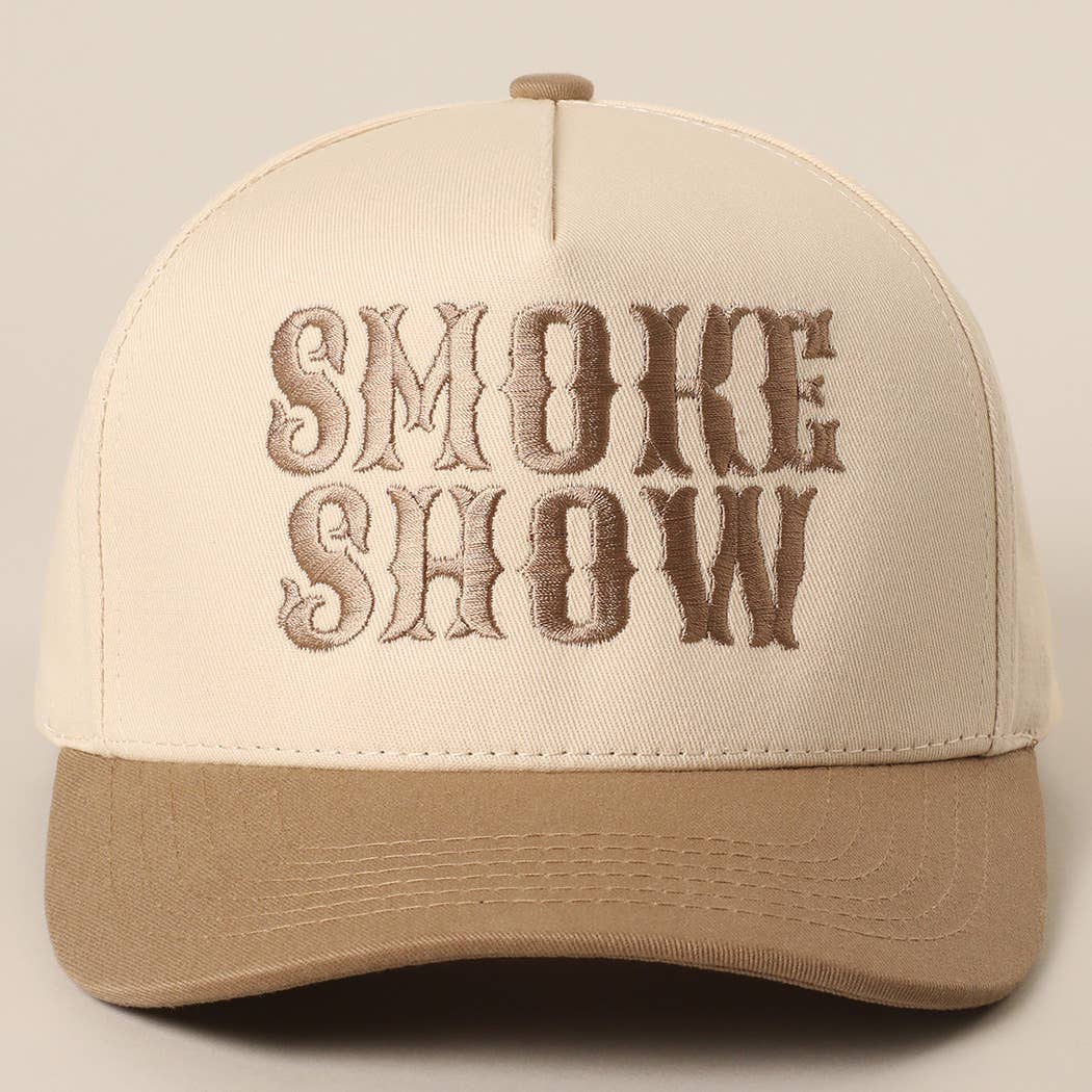 SMOKE SHOW Typographic Embroidery Baseball Cap