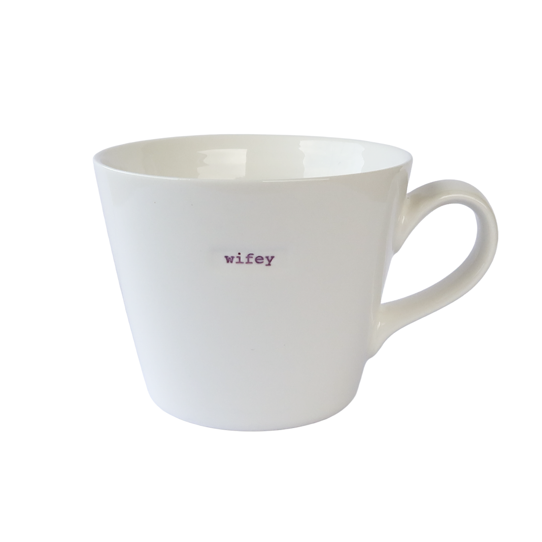 Bucket Mug - Wifey (Hand Embossed Purple Text)
