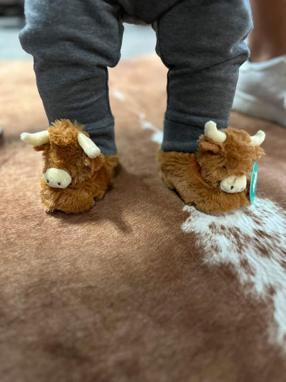 Hairy Highland Cow Plush Baby Soft Slippers House Shoes