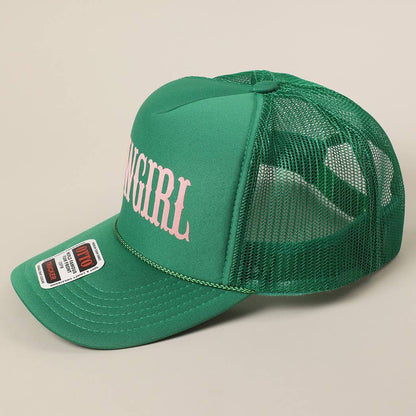 COWGIRL Text Logo Printed Mesh Back Trucker Hat