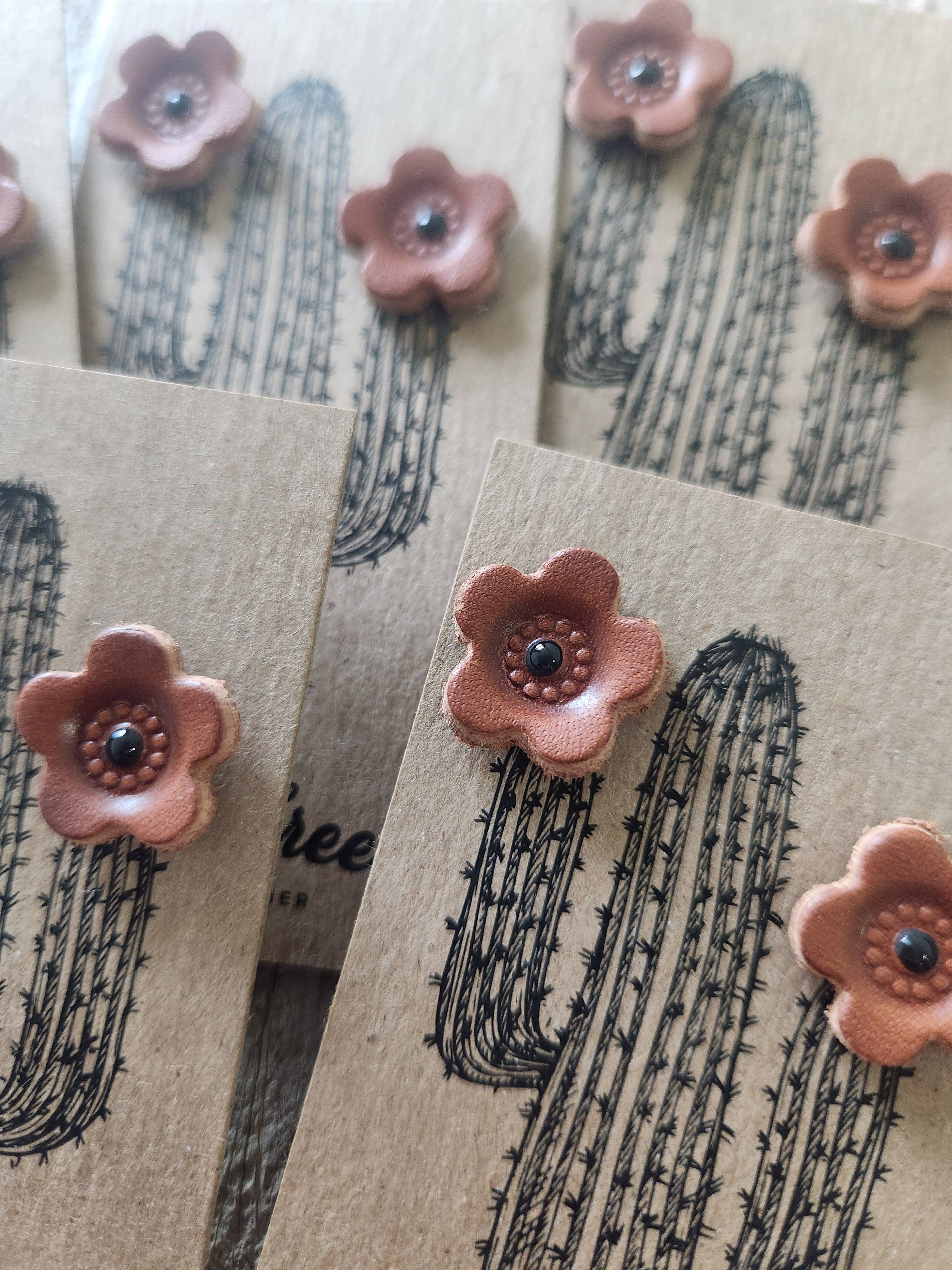 Desert Daisy - Genuine Leather Post Earrings