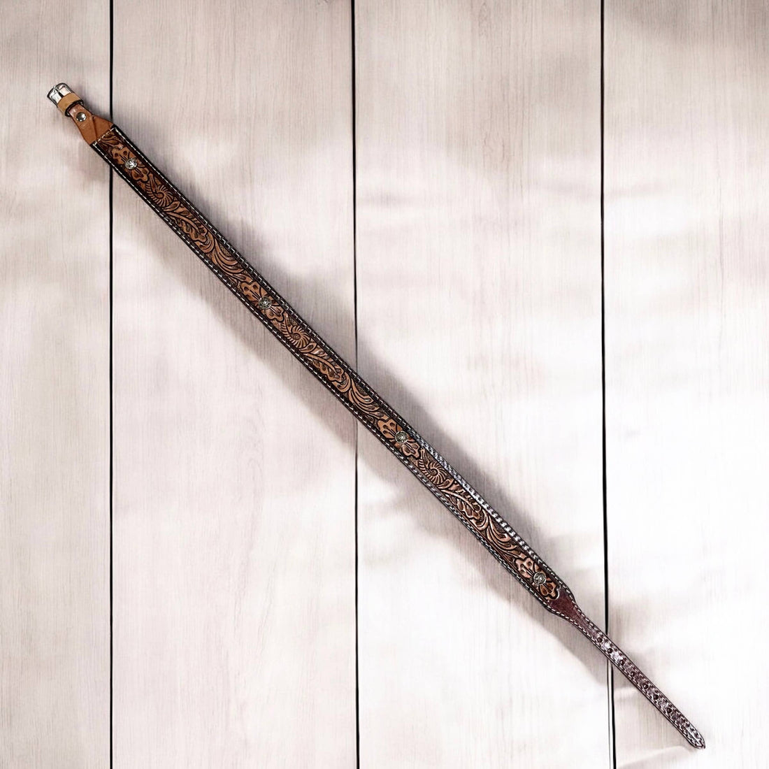 Tooled leather hat band 