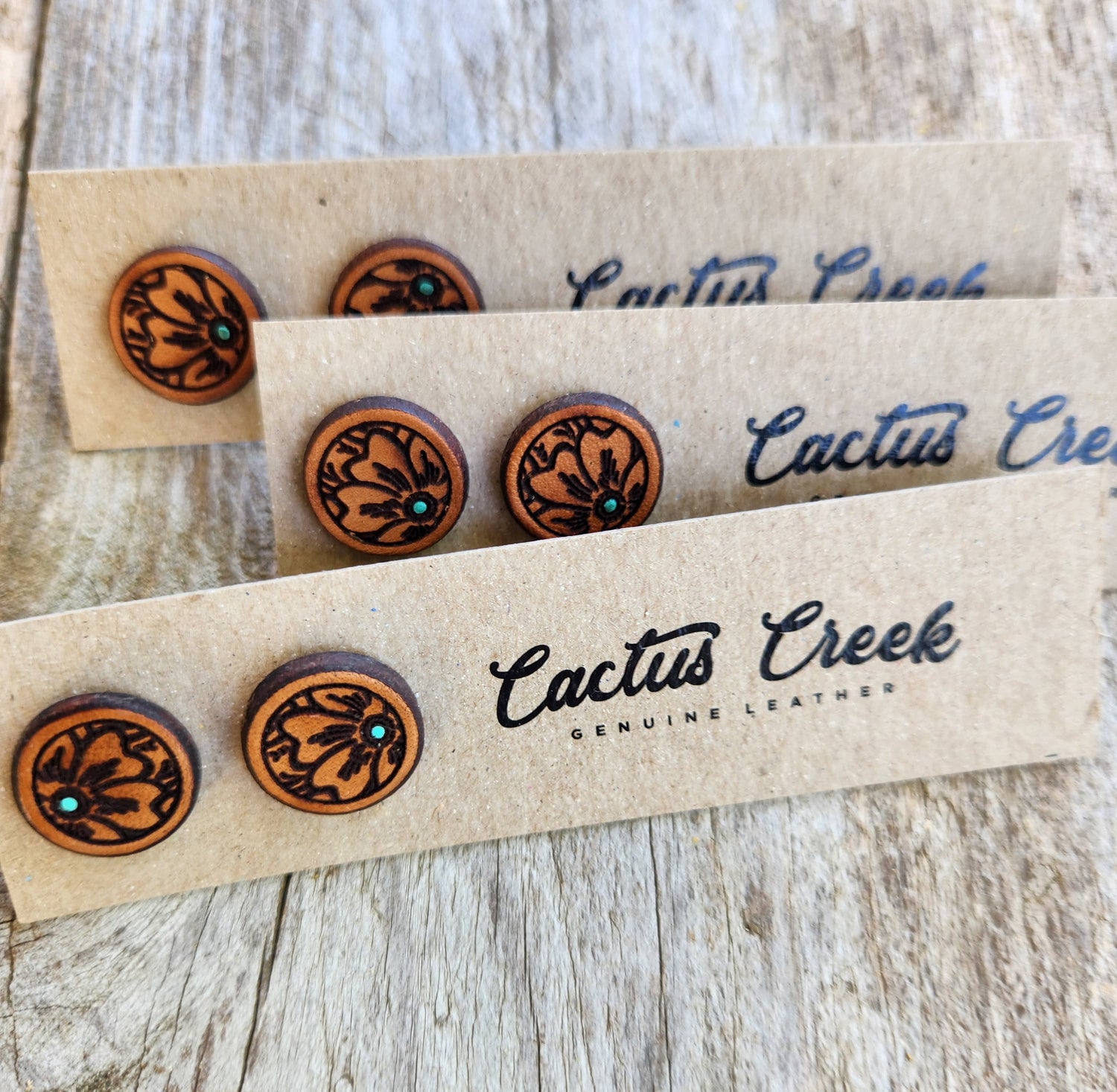 &quot;Millie&quot; Handmade Genuine Leather Stud Earrings