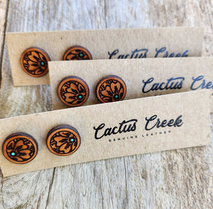 &quot;Millie&quot; Handmade Genuine Leather Stud Earrings