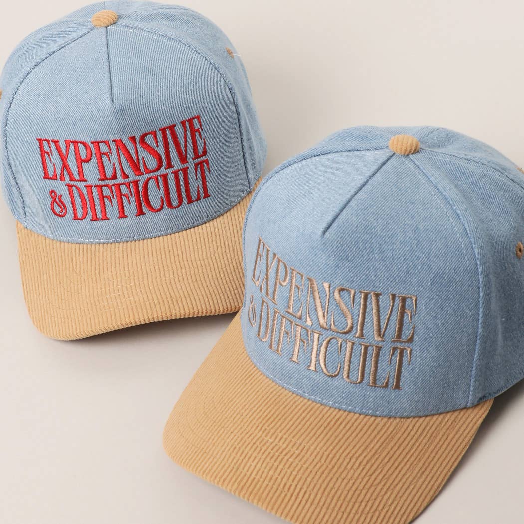 EXPENSIVE DIFFICULT Denim Corduroy Trucker Hat