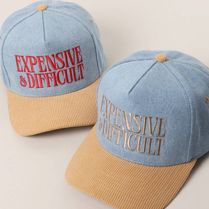 EXPENSIVE DIFFICULT Denim Corduroy Trucker Hat
