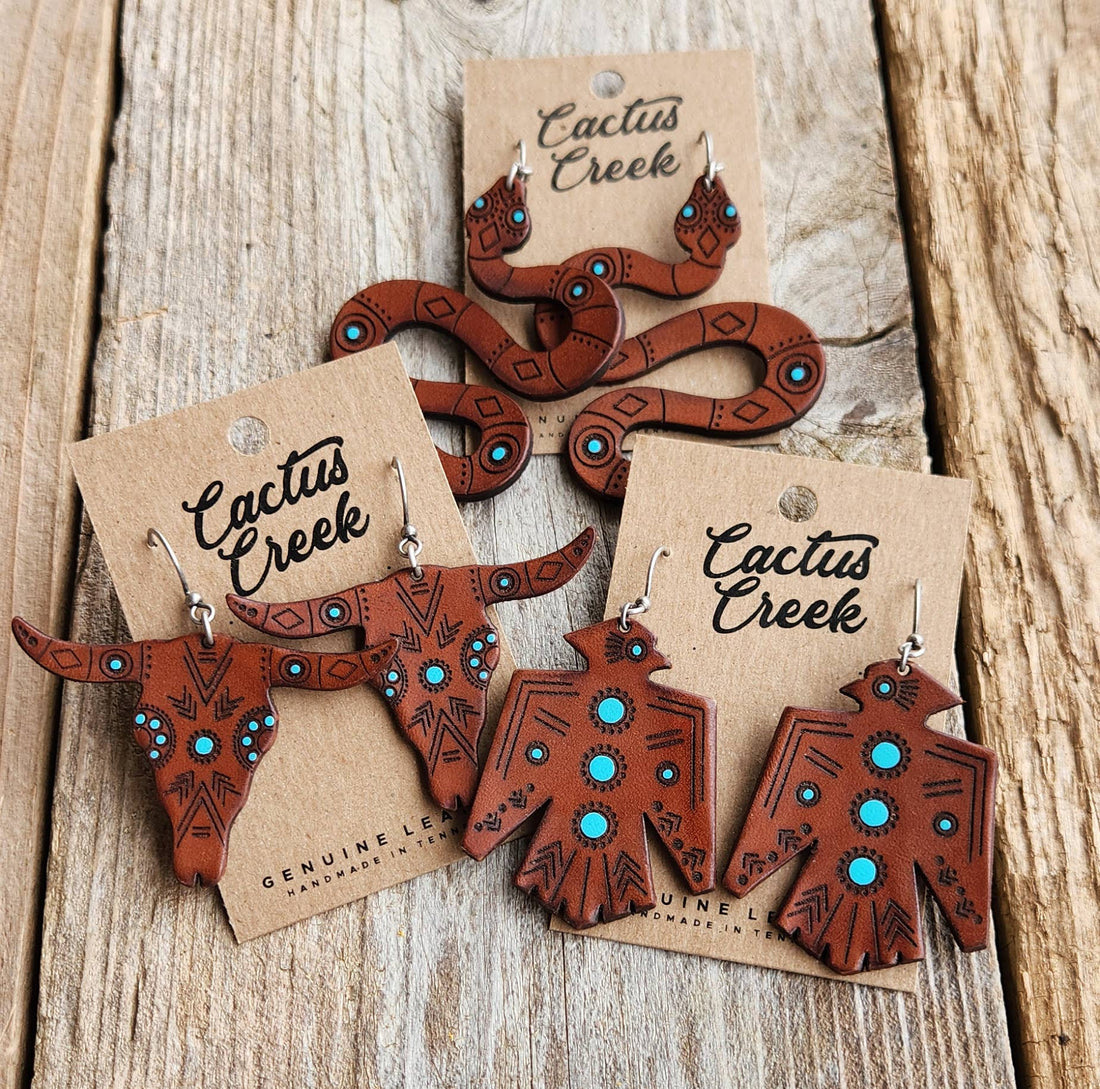 Southwestern Collection - Handmade  Leather Earrings