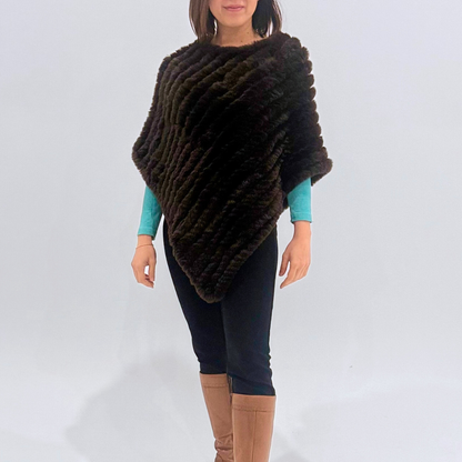 THSP1065: Brown: Faux Fur Poncho